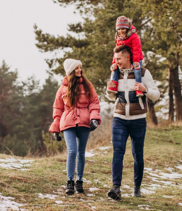 Family on a forest walk together